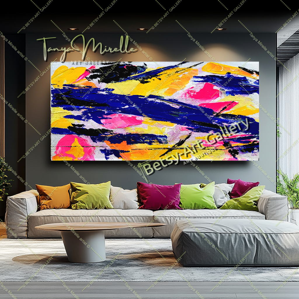 Electric Fusion - Large Abstract Textured Paintings for living room