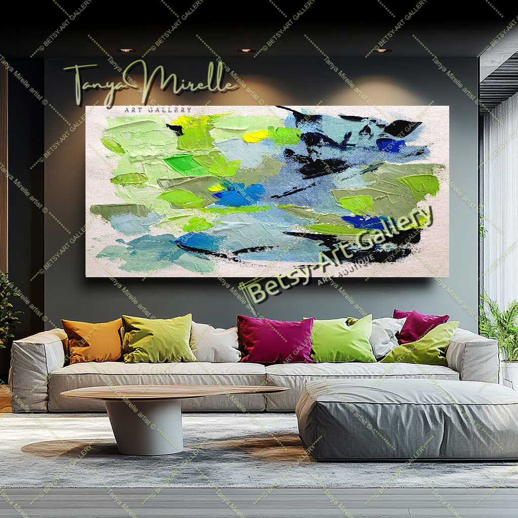 Grandes peintures abstraites pour le salon, peinture à l'huile impasto sur toile, art mural moderne coloré, peinture unique – Large – Oil on Canvas – {{ product.title }} canvas artwork by Tanya Mirelle – modern wall decor – original artwork for home, living room, office, or gallery – original artwork by BETSY-ART GALLERY