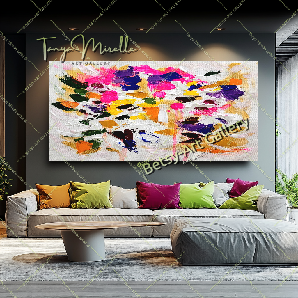 Blooming Radiance - Large Modern Abstract Impasto Oil Painting on Canvas