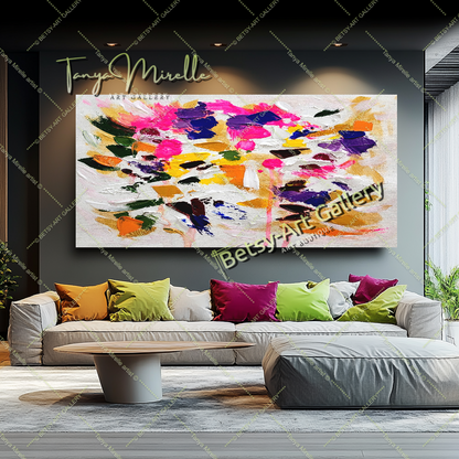 Blooming Radiance - Large Modern Abstract Impasto Oil Painting on Canvas