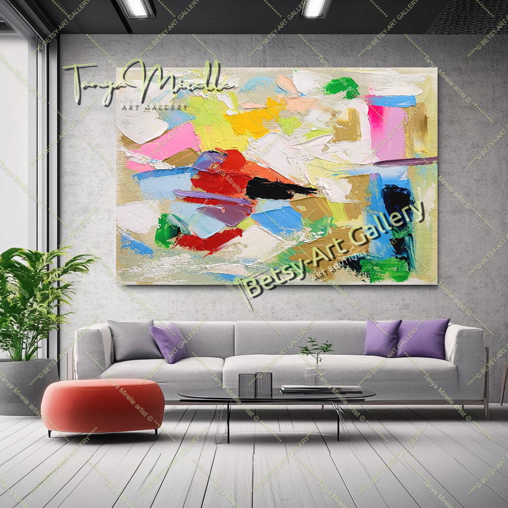 Abstract Harmony, Large Vibrant Modern Wall Art for Living room