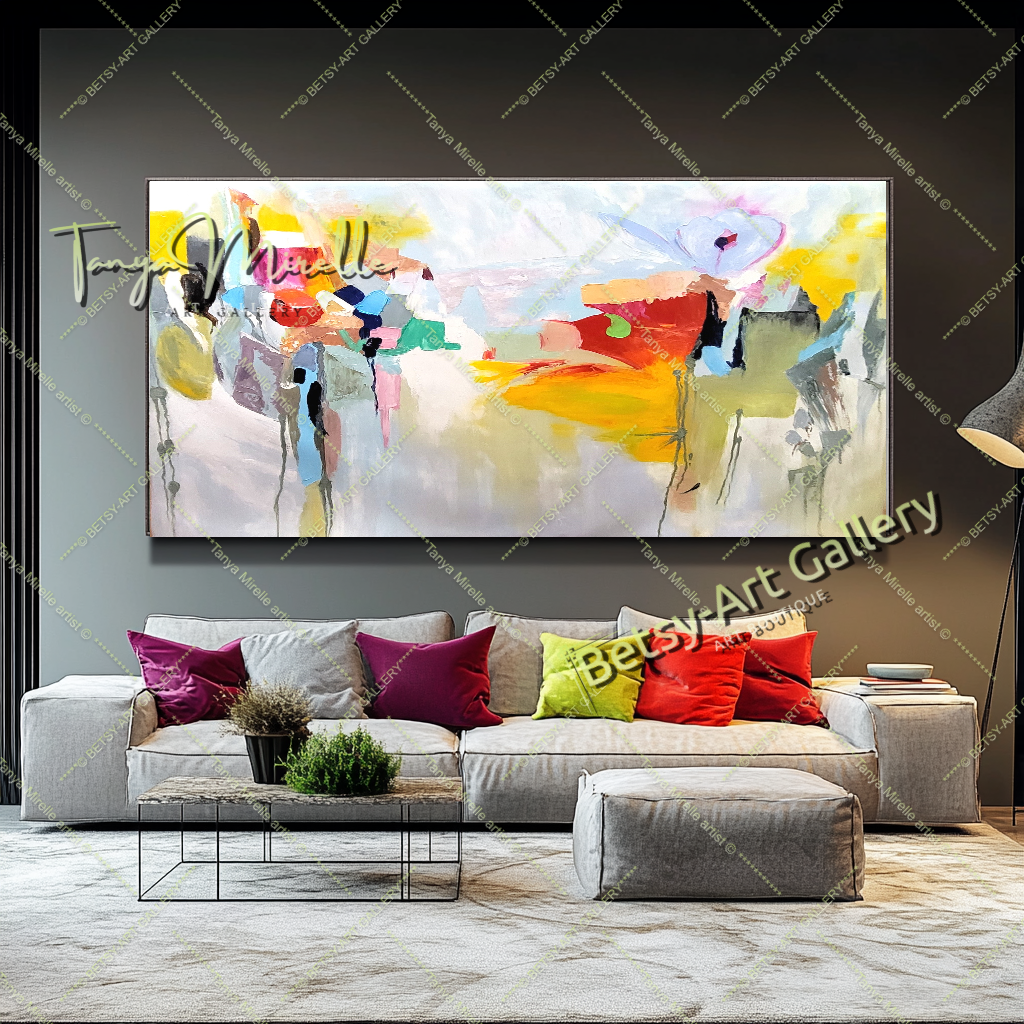 Large Abstract Colorful Impasto Oil Painting on Canvas # 220