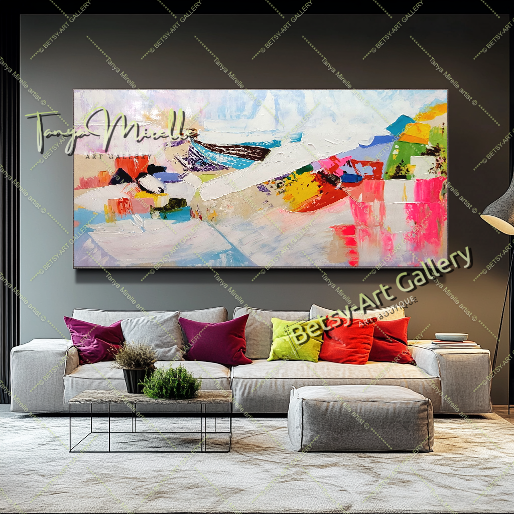 Large Abstract Colorful Impasto Oil Painting on Canvas # 223