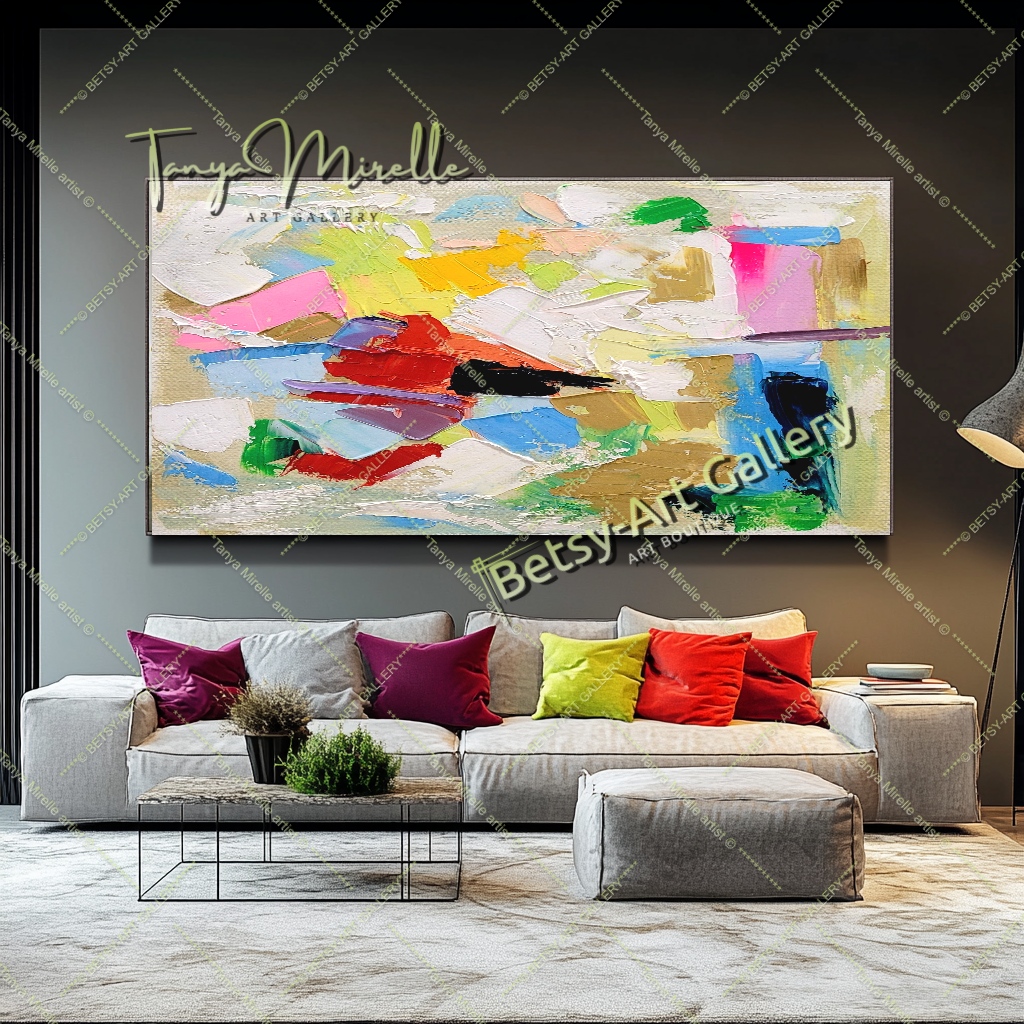 Abstract Harmony, Large Vibrant Modern Wall Art for Living room