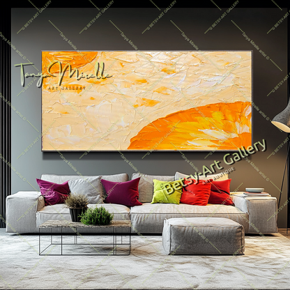 Orange Textured Painting, Minimalist Art, Contemporary Wall Decor