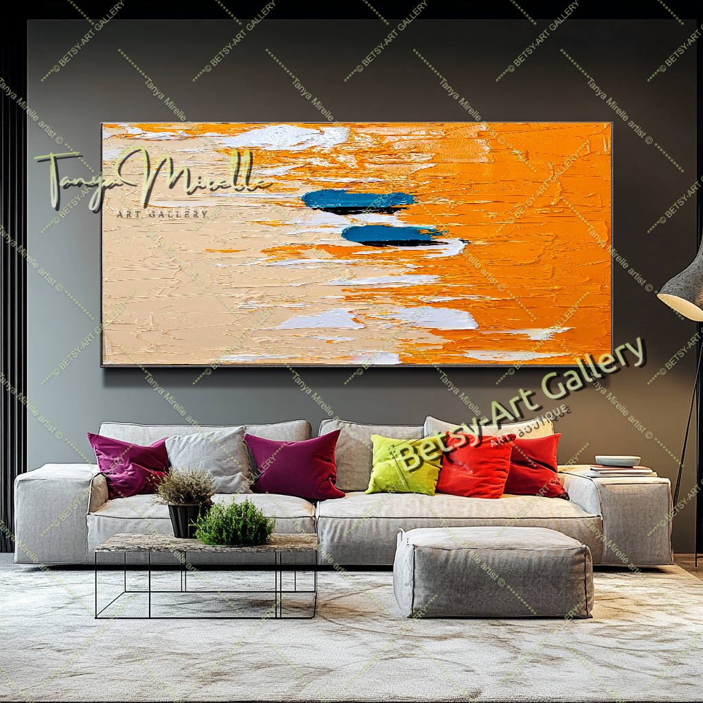 GRANDE peinture à l'huile impasto sur toile, œuvre d'art aux couleurs vives, art mural moderne texturé