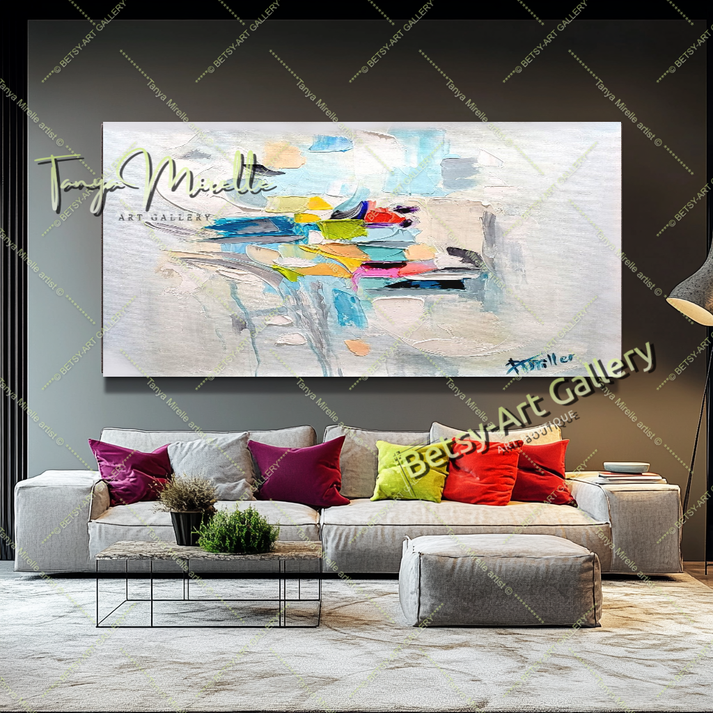 Large Abstract Colorful Impasto Oil Painting on Canvas # 222