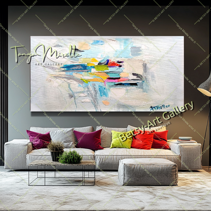 Large Abstract Colorful Impasto Oil Painting on Canvas # 222