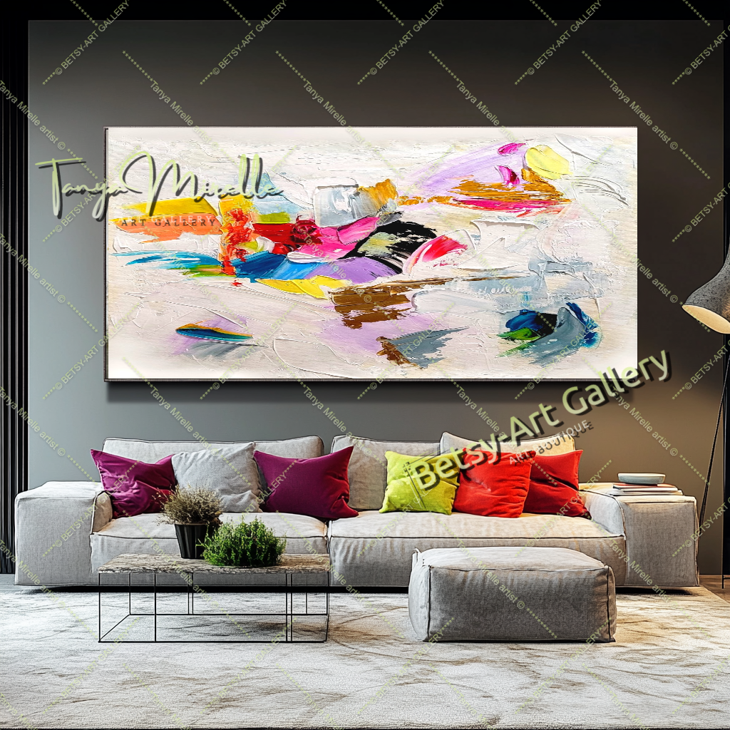 Large Abstract Colorful Impasto Oil Painting on Canvas # 221