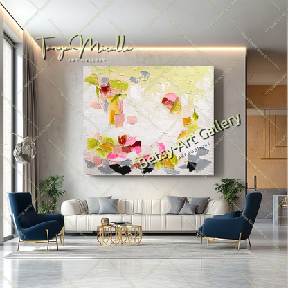 Peinture à l'huile abstraite moderne sur toile, art floral, art unique fait à la main pour le salon