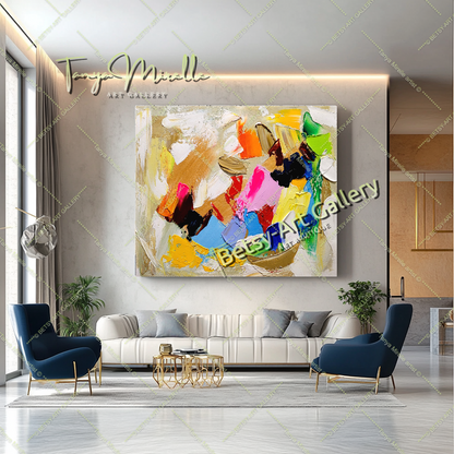 Colorful Contemporary Abstract Impasto Painting for Living room