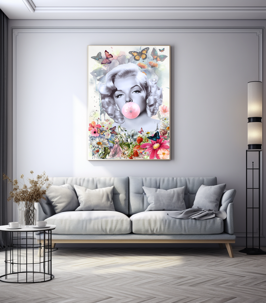 Floral Woman Art, Audrey Hepburn, Marilyn Monroe and Brigitte Bardot, Modern Pop Art Canvas Print – Large – Oil on Canvas – {{ product.title }} canvas artwork by Tanya Mirelle – modern wall decor – original artwork for home, living room, office, or gallery – original artwork by BETSY-ART GALLERY