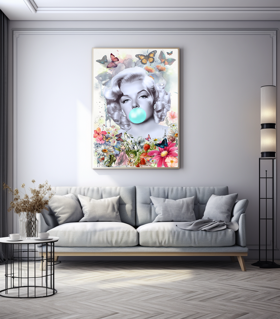 Floral Woman Art, Audrey Hepburn, Marilyn Monroe and Brigitte Bardot, Modern Pop Art Canvas Print – Large – Oil on Canvas – {{ product.title }} canvas artwork by Tanya Mirelle – modern wall decor – original artwork for home, living room, office, or gallery – original artwork by BETSY-ART GALLERY