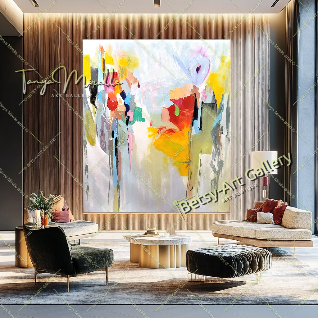 Large Abstract Colorful Impasto Oil Painting on Canvas # 220