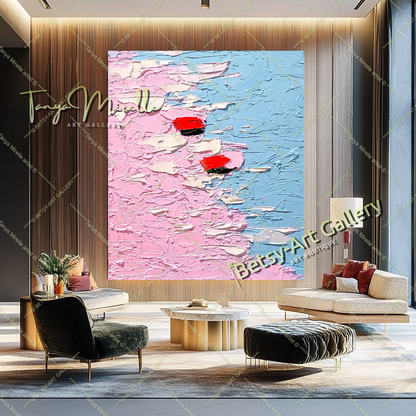 Pastel Breeze - Peinture abstraite à l'impasto floral sur toile, décoration murale moderne pour la maison, le bureau