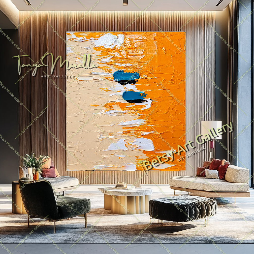 GRANDE peinture à l'huile impasto sur toile, œuvre d'art aux couleurs vives, art mural moderne texturé