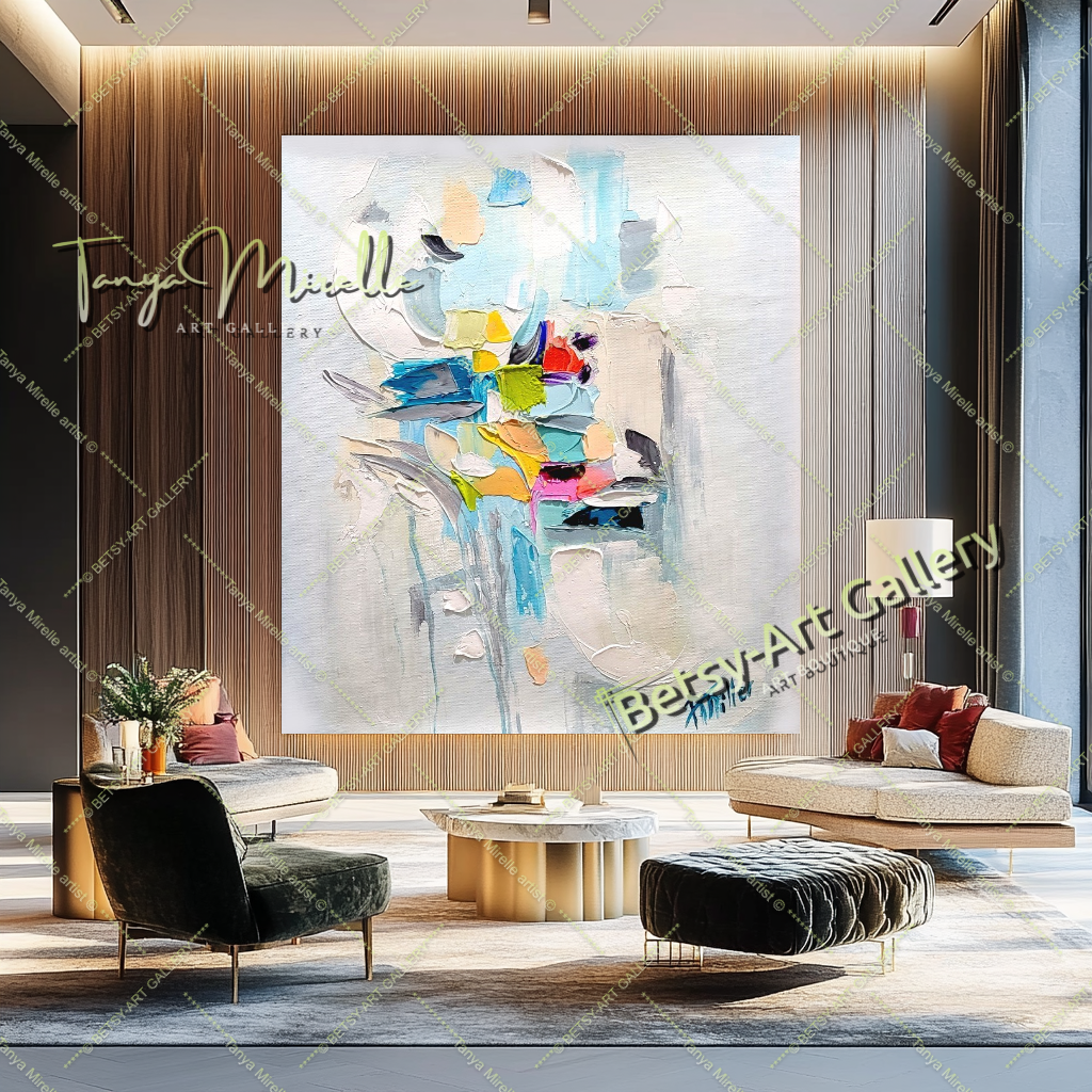 Large Abstract Colorful Impasto Oil Painting on Canvas # 222