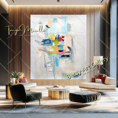 Large Abstract Colorful Impasto Oil Painting on Canvas # 222