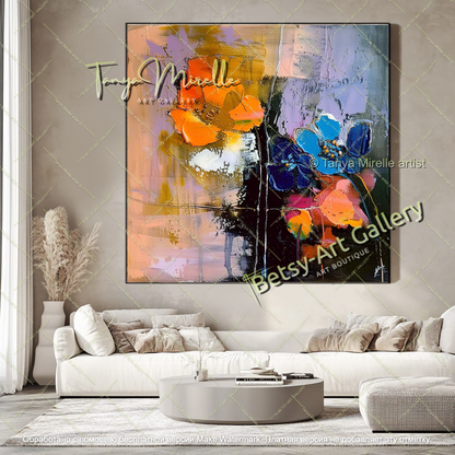 Hand Painted Abstract Floral Oil Painting