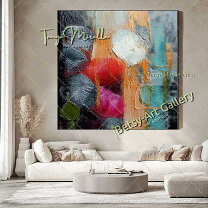 Oversized Abstract Floral Canvas Painting