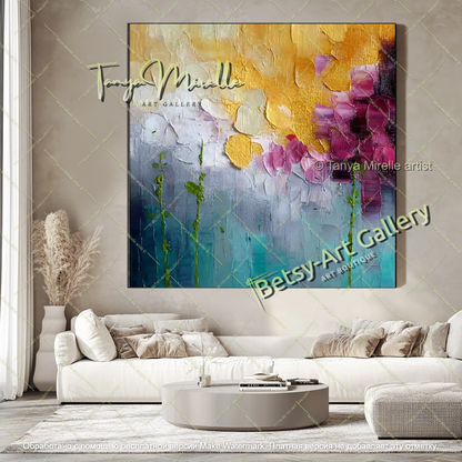 Oversized Abstract Floral Canvas Painting