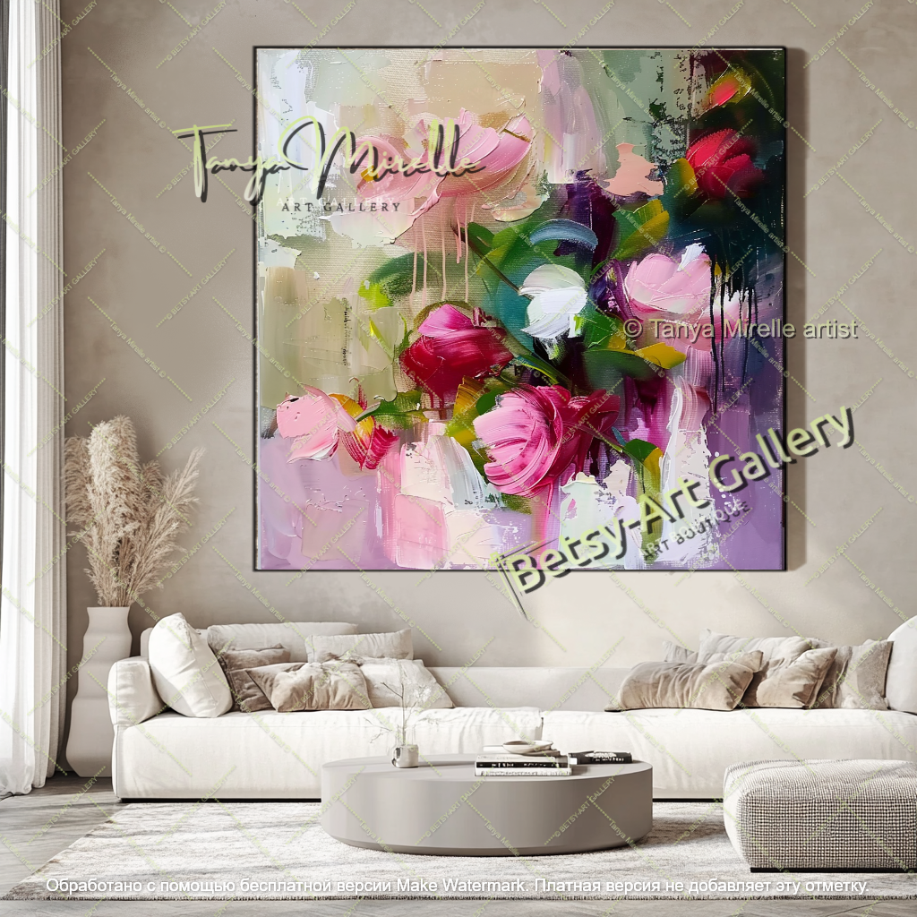 Colorful Abstract Floral Painting Home Decor