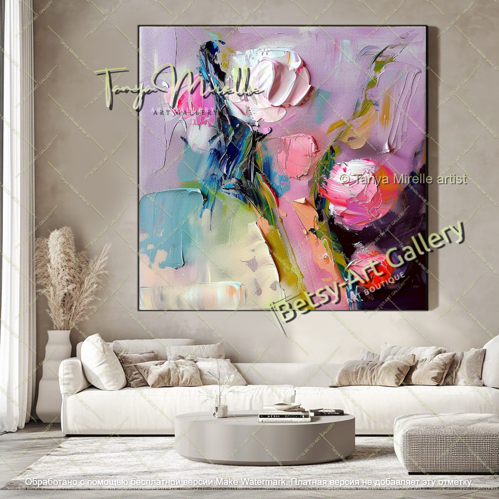 Colorful Abstract Floral Painting Home Decor