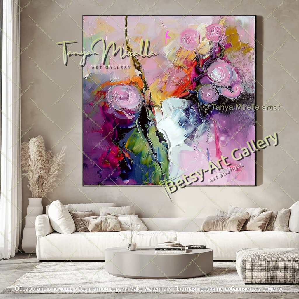 Colorful Abstract Floral Painting Home Decor