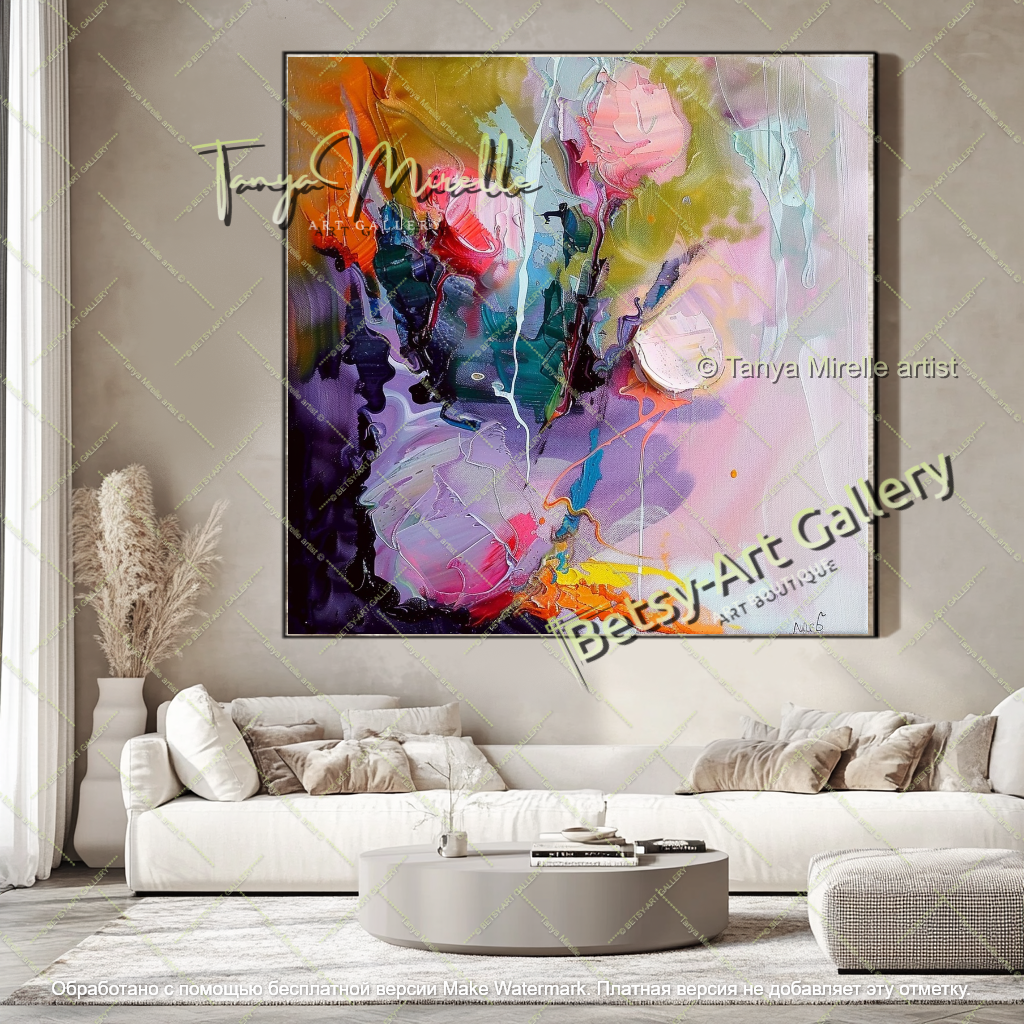 Colorful Abstract Floral Painting Home Decor