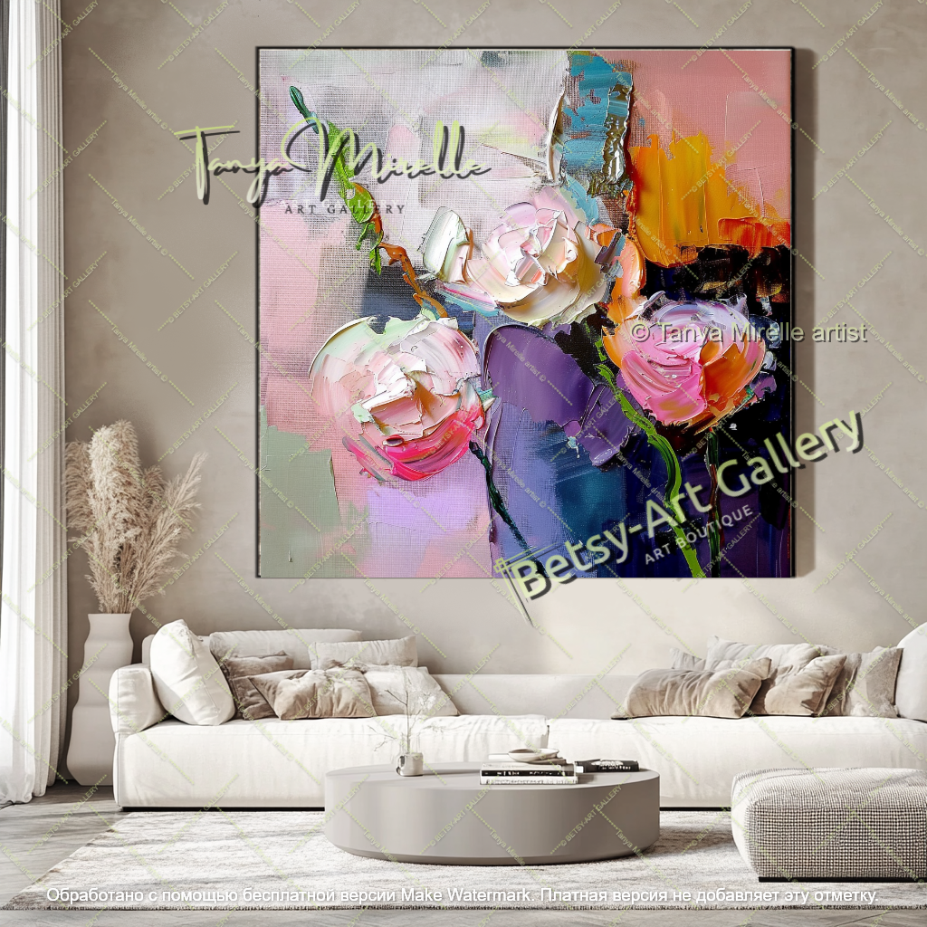 Luxury Floral Abstract Wall Art Large Canvas