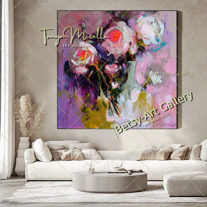 Luxury Floral Abstract Wall Art Large Canvas