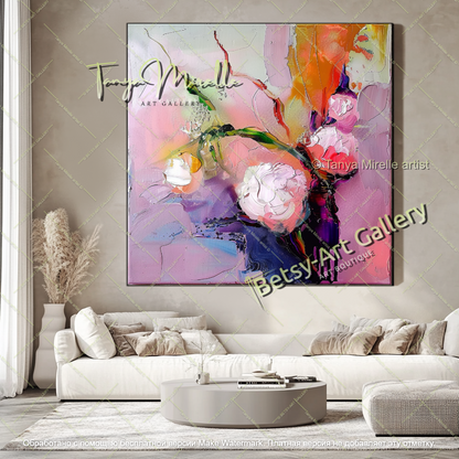 Luxury Floral Abstract Wall Art Large Canvas