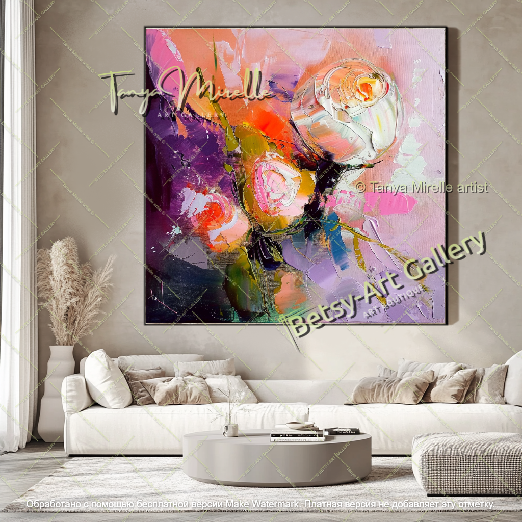 Luxury Floral Abstract Wall Art Large Canvas