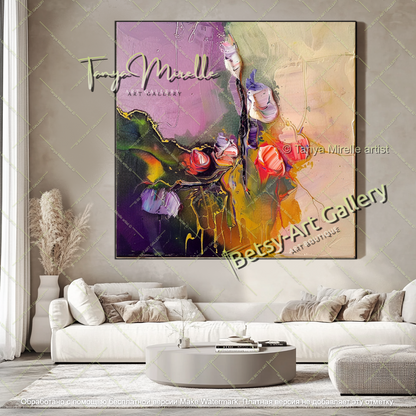 Modern Flower Canvas Art Large Abstract Painting