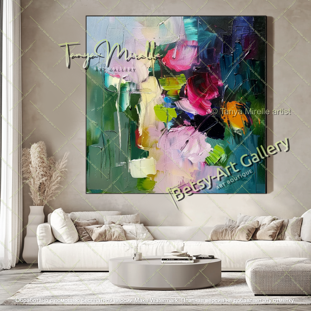 Luxury Abstract Flower Painting Contemporary Decor