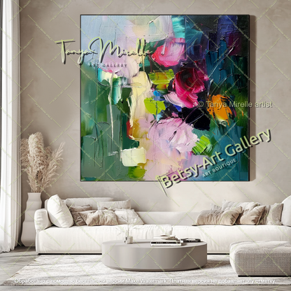 Luxury Abstract Flower Painting Contemporary Decor