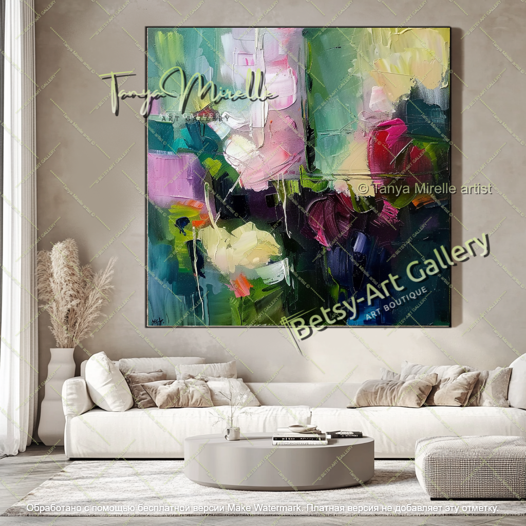 Luxury Abstract Flower Painting Contemporary Decor