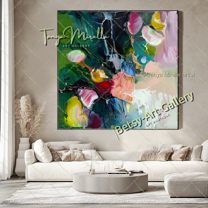 Luxury Abstract Flower Painting Contemporary Decor