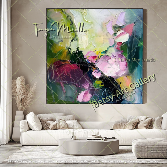 Luxury Abstract Flower Painting Contemporary Decor