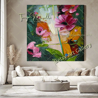 Modern Floral Wall Art Colorful Abstract Canvas