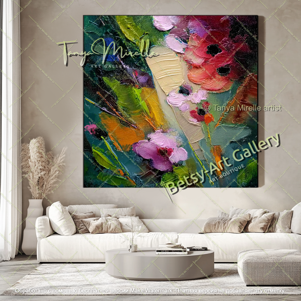 Modern Floral Wall Art Colorful Abstract Canvas