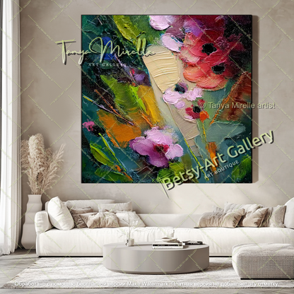 Modern Floral Wall Art Colorful Abstract Canvas