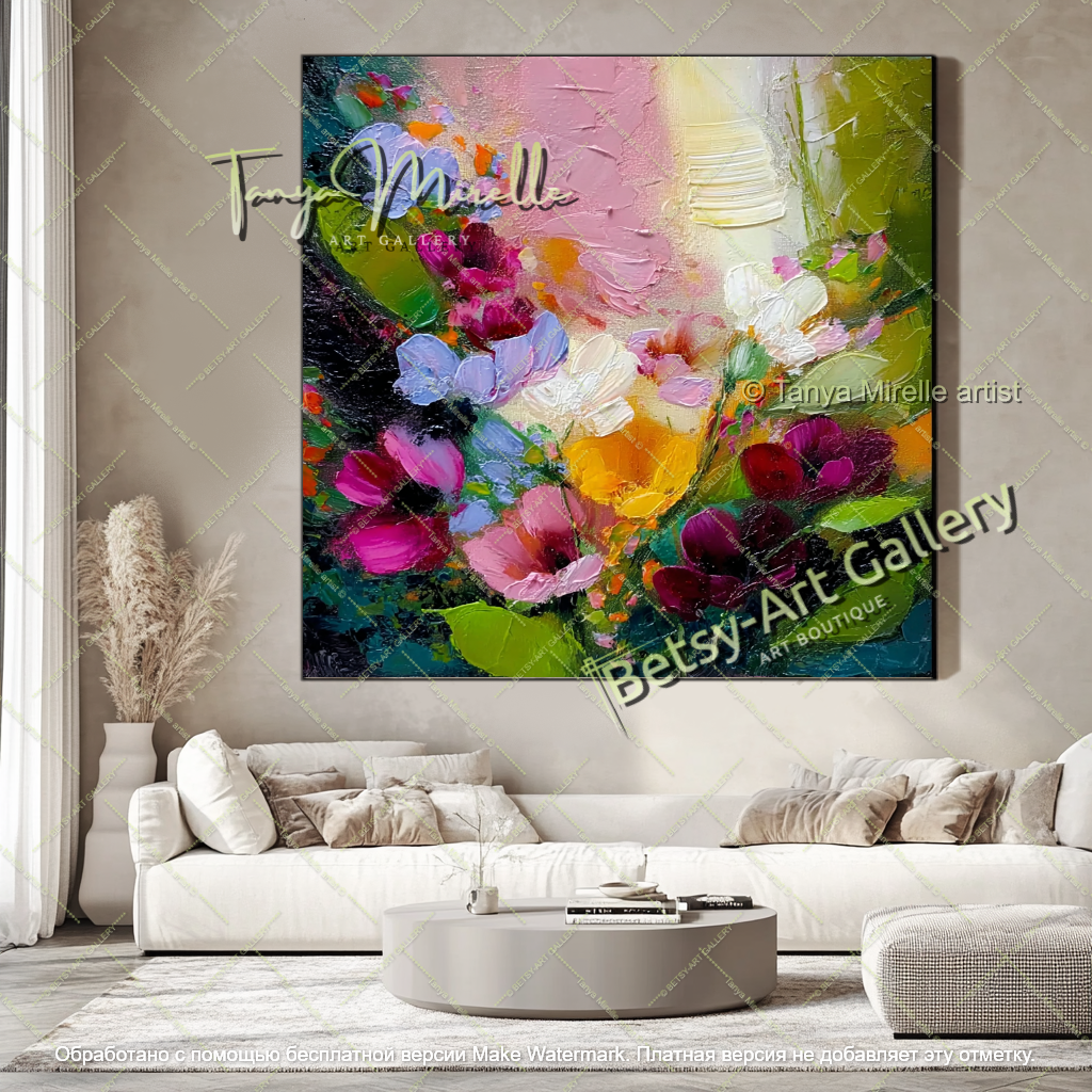 Modern Floral Wall Art Colorful Abstract Canvas