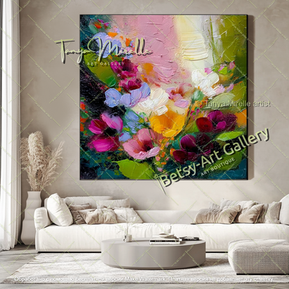 Modern Floral Wall Art Colorful Abstract Canvas
