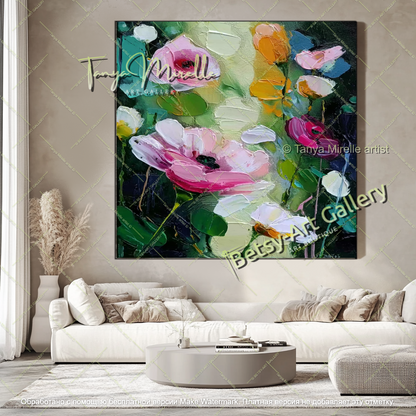 Abstract Flower Painting Modern Living Room Art