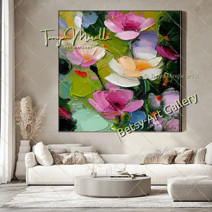 Abstract Flower Painting Modern Living Room Art