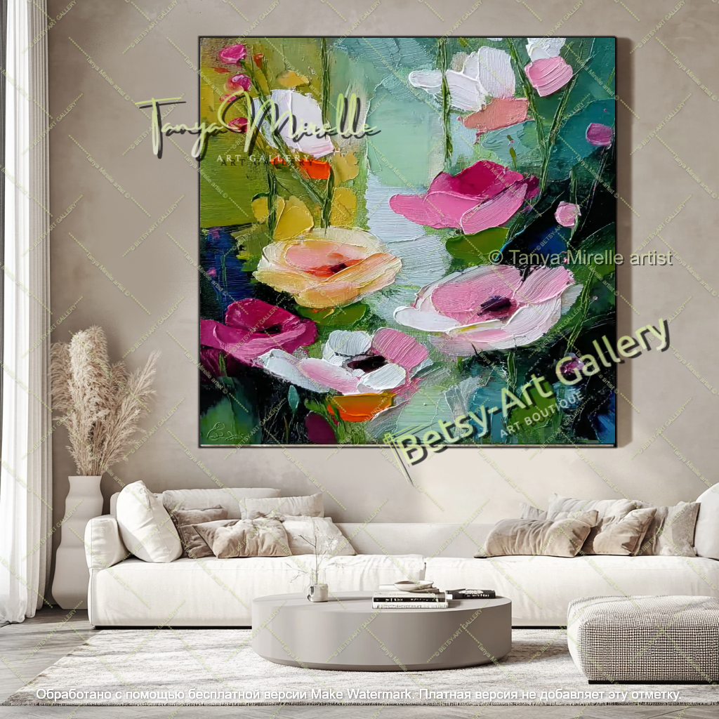 Abstract Flower Painting Modern Living Room Art