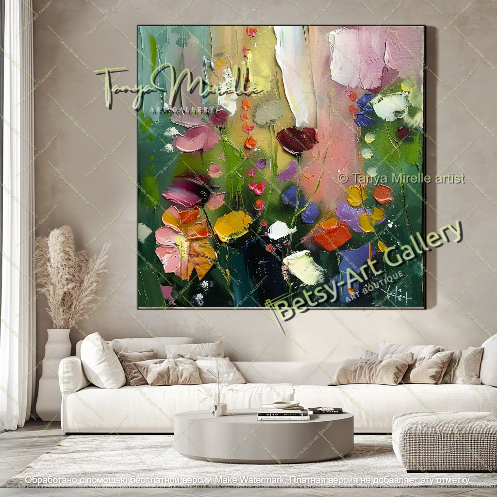 Hand Painted Floral Oil Painting Large Canvas