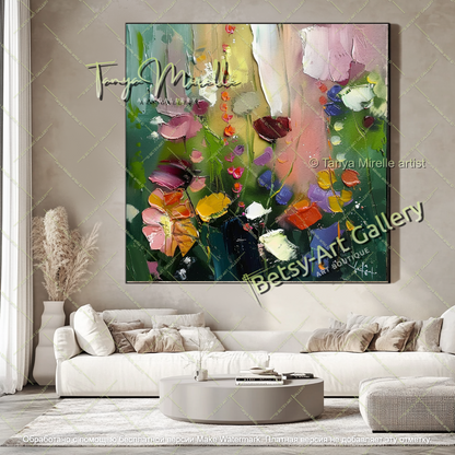 Hand Painted Floral Oil Painting Large Canvas
