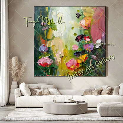 Hand Painted Floral Oil Painting Large Canvas